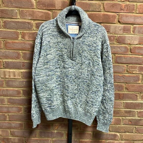 Weatherproof Vintage Gray & Olive Tweed 1/4,Zip Sweater Size Medium - Picture 2 of 6